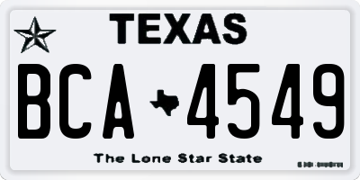 TX license plate BCA4549