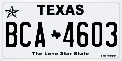 TX license plate BCA4603