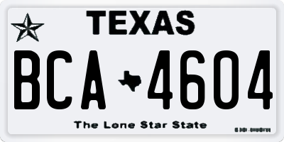 TX license plate BCA4604