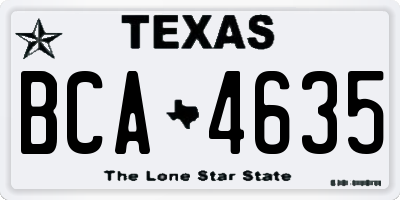 TX license plate BCA4635