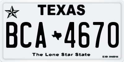 TX license plate BCA4670