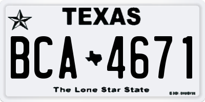 TX license plate BCA4671