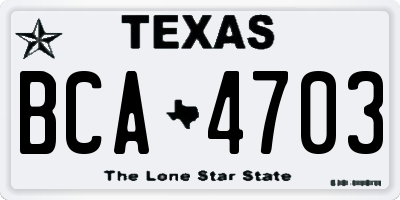TX license plate BCA4703