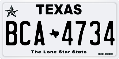 TX license plate BCA4734