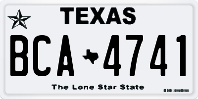 TX license plate BCA4741