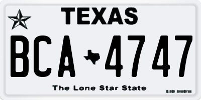 TX license plate BCA4747