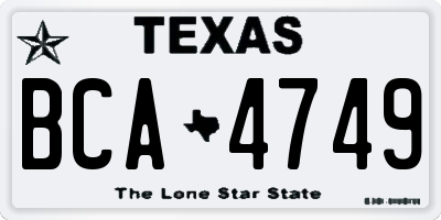 TX license plate BCA4749