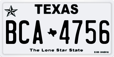 TX license plate BCA4756