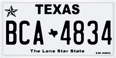 TX license plate BCA4834
