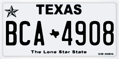 TX license plate BCA4908