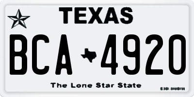 TX license plate BCA4920