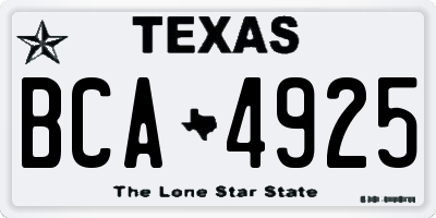 TX license plate BCA4925