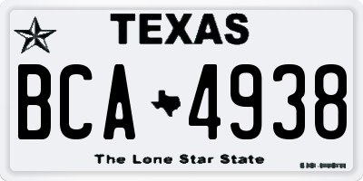 TX license plate BCA4938