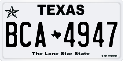 TX license plate BCA4947