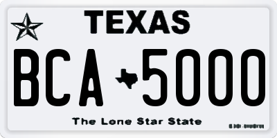 TX license plate BCA5000