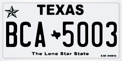 TX license plate BCA5003