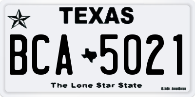 TX license plate BCA5021