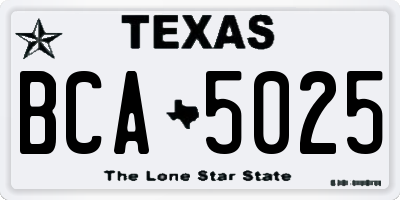 TX license plate BCA5025