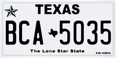 TX license plate BCA5035