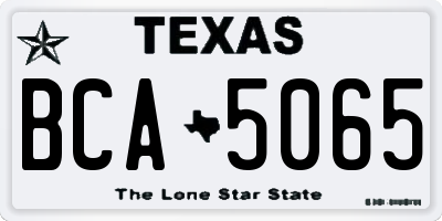 TX license plate BCA5065