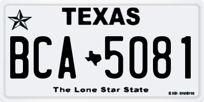 TX license plate BCA5081