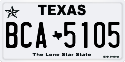 TX license plate BCA5105