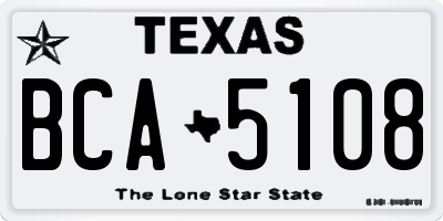 TX license plate BCA5108