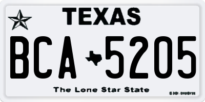 TX license plate BCA5205