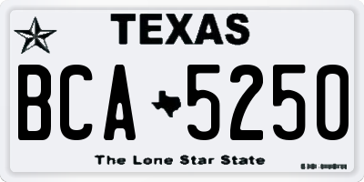 TX license plate BCA5250