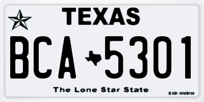 TX license plate BCA5301