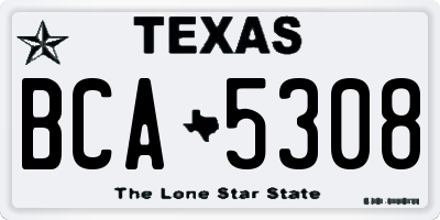 TX license plate BCA5308