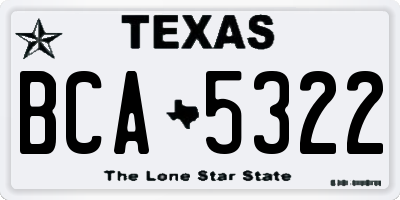 TX license plate BCA5322