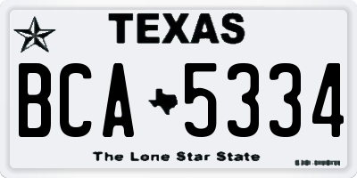 TX license plate BCA5334