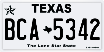 TX license plate BCA5342