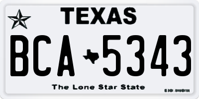 TX license plate BCA5343