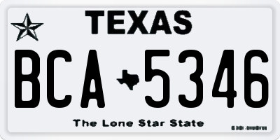 TX license plate BCA5346