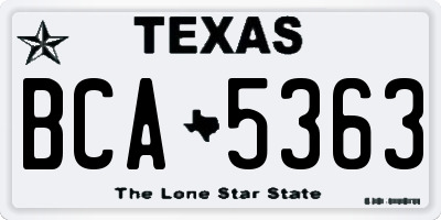 TX license plate BCA5363