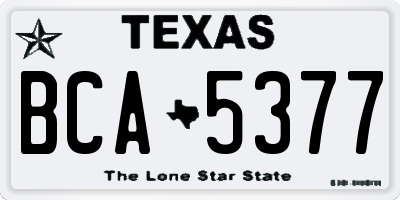 TX license plate BCA5377