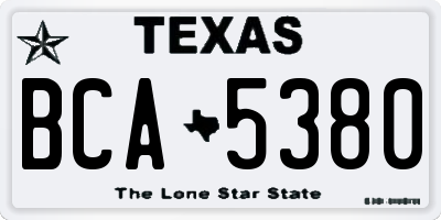 TX license plate BCA5380