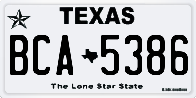 TX license plate BCA5386
