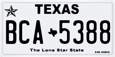 TX license plate BCA5388