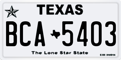 TX license plate BCA5403