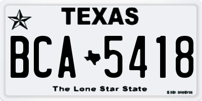 TX license plate BCA5418