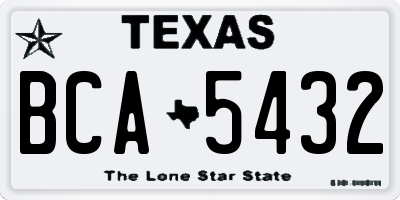 TX license plate BCA5432
