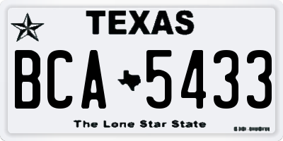 TX license plate BCA5433