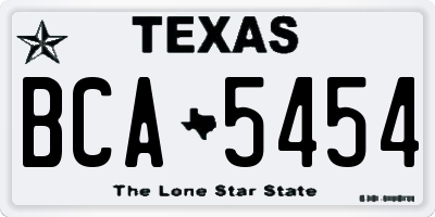 TX license plate BCA5454