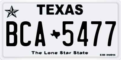 TX license plate BCA5477