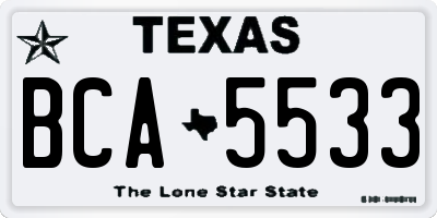 TX license plate BCA5533