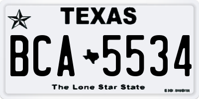TX license plate BCA5534