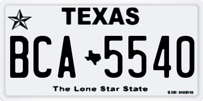 TX license plate BCA5540